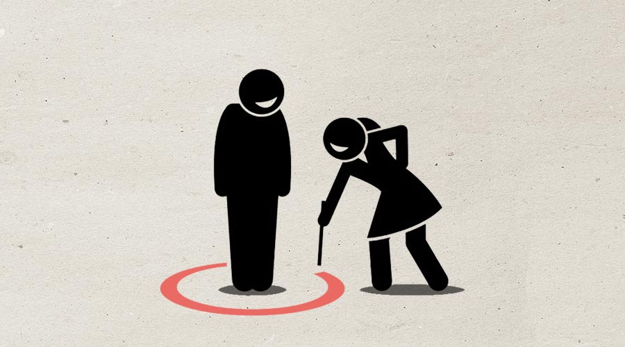 Personlige grænser illustration med to figurer og en brudt cirkel
