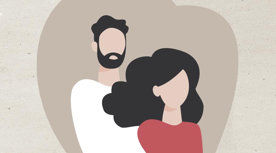 Par med afstand mellem sig – illustration til tema om manglende sexlyst og konflikter i parforholdet.