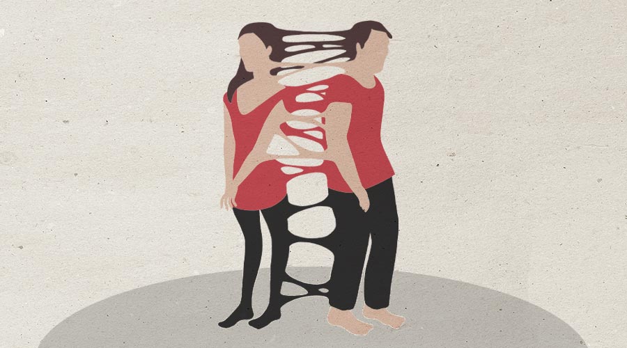 Illustration af et par der er sammensmeltet, som symbol på trauma bonding